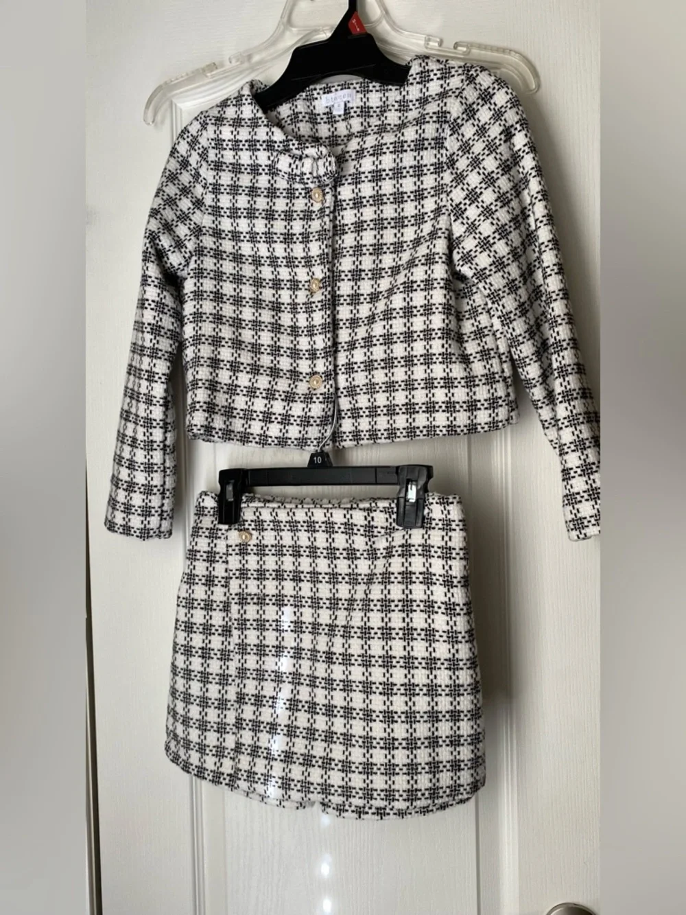 btween Black & White Houndstooth Cropped Jacket and skirt. (Set) - Picture 2 of 12